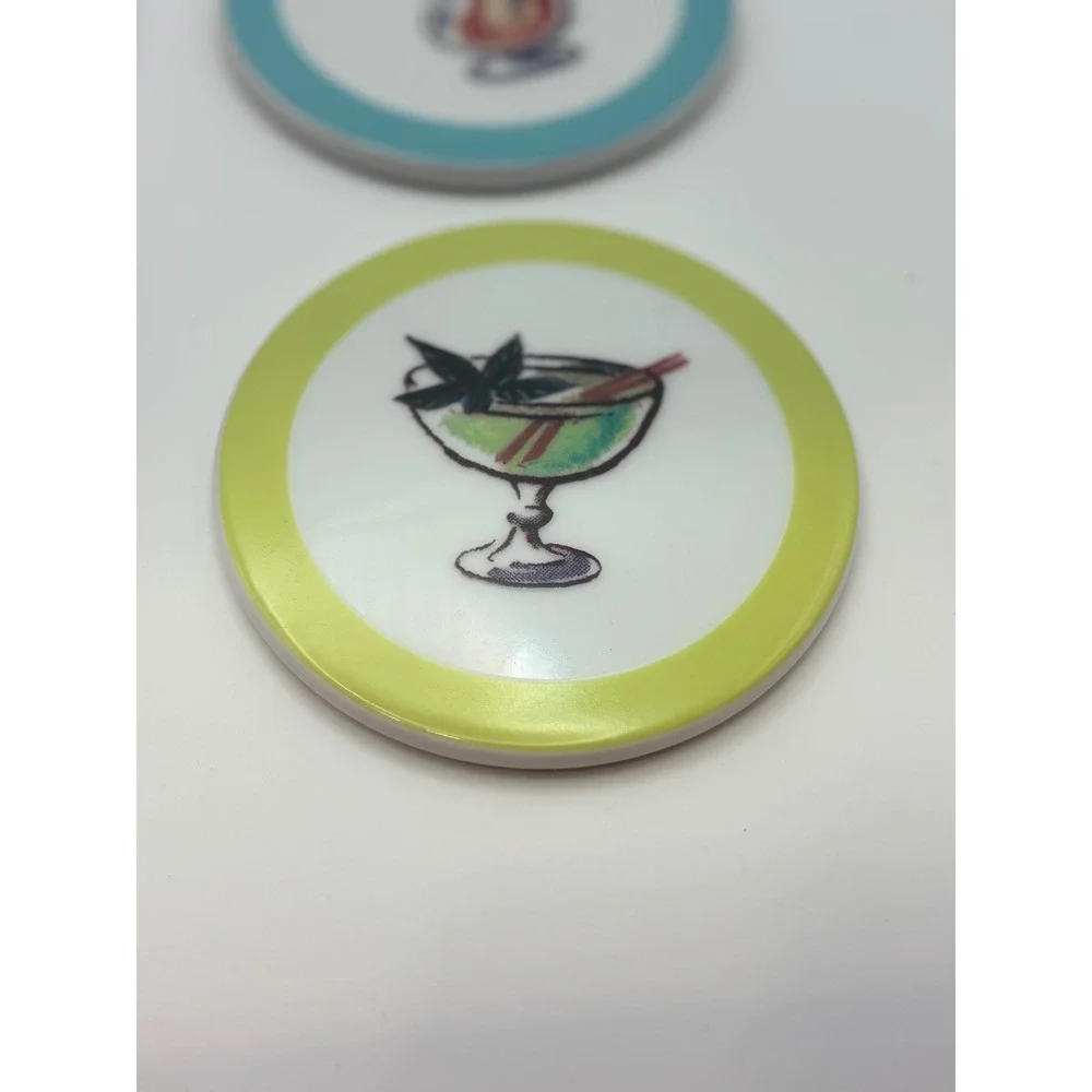 Bamboo Kon Tiki Tiki Cocktail Coasters Set Retro Barware Aloha beach kitchen